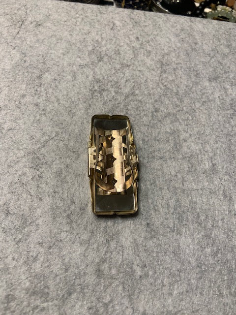 Vtg Silver tone Edwardian love scene Lipstick Holder and Mirror Case