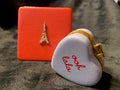 Paris Vanity Accessories Ooh la la Heart Shape Trinket Box & pink Compact Mirror