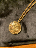 Avon 1970s Double Sided Roman Coin Warrior Eagle Pendant On A Curb Chain